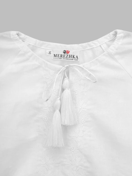 Рубашка с вышивкой для девочки Мережка Фиалка 104 см Белый (2000990558657A)(SC)  Фото №7