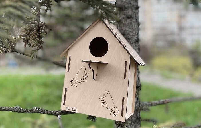 Купить Скворечник для птичек Woodis 23х21х17 см Ш-01 (2000989669449) Артикул: 2000989669449 Фото №5
