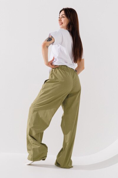 Купити Штани прямі однотонні жіночі Zeo Basic 4745 34 Оливковий (2000990665256D) Артикул: 2000990665256 Фото №4