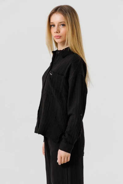 Рубашка однотонная для девочки LocoLoco 9078 128 см Черный (2000990348487S)(SC)  Фото №5
