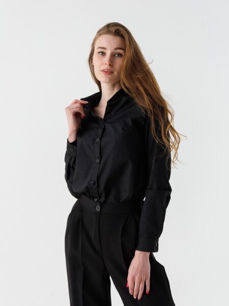 Купить Рубашка однотонная женская 694 baza XS Черный (2000990485687D) Артикул: 2000990485687 Фото №4