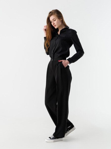 Купить Рубашка однотонная женская 694 baza XS Черный (2000990485687D) Артикул: 2000990485687 Фото №5