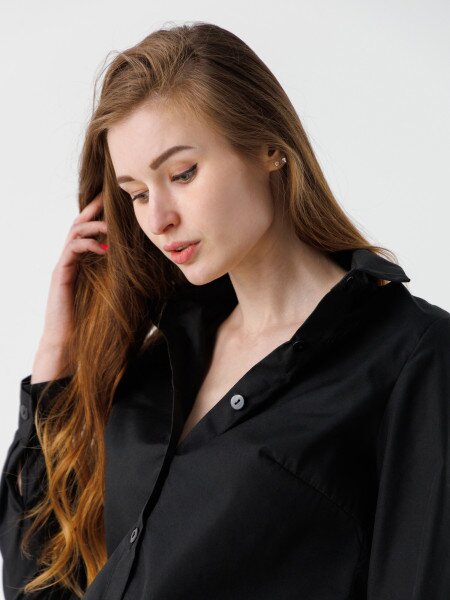 Купить Рубашка однотонная женская 694 baza XS Черный (2000990485687D) Артикул: 2000990485687 Фото №3