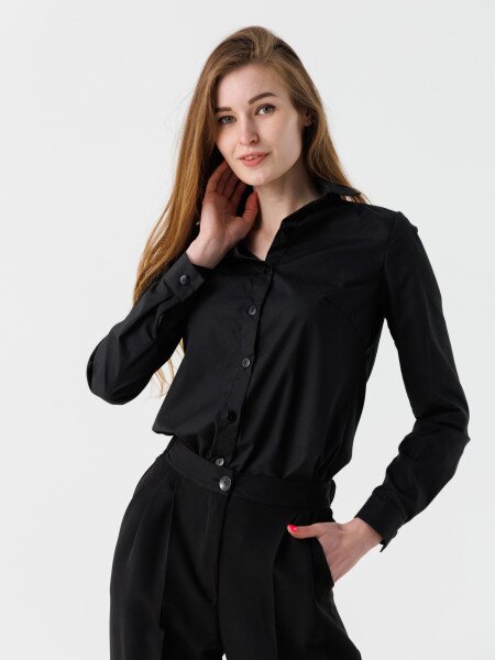 Купить Рубашка однотонная женская 694 baza XS Черный (2000990485687D) Артикул: 2000990485687 Фото №1