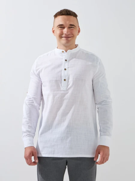 Купить Рубашка однотонная мужская GENUA G01218-0011 2XL Белый Артикул: 2000999520761 Фото №1