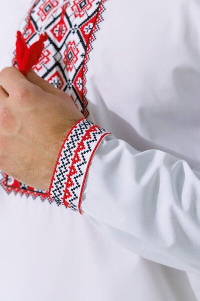 Купить Рубашка вышиванка мужская Француз S Бело-красный Артикул: 2000990330505 Фото №4