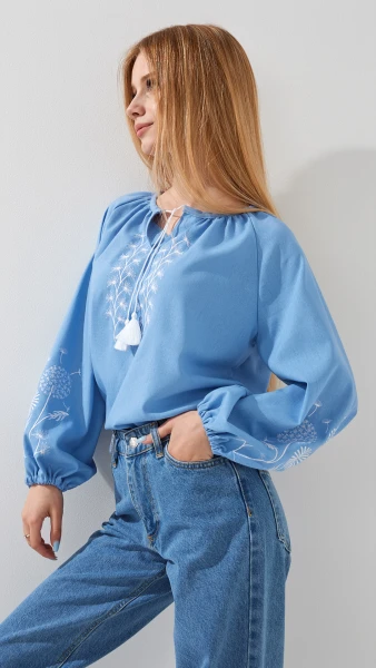 Сорочка вишиванка для дівчинки LAWA E-GBC02304 122 см Блакитний  Фото №4