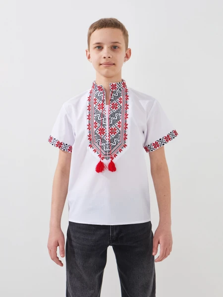 Купити Сорочка вишиванка для хлопчика Козачок МАКСИМ 134 см Червоний Артикул: 2000999401817 Фото №1