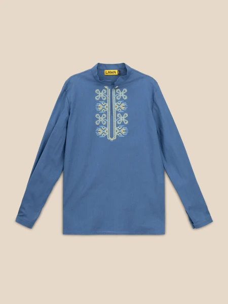 Купити Сорочка вишиванка для хлопчика LAWA E-BB02303 158 см Синій Артикул: 2000999595424 Фото №6