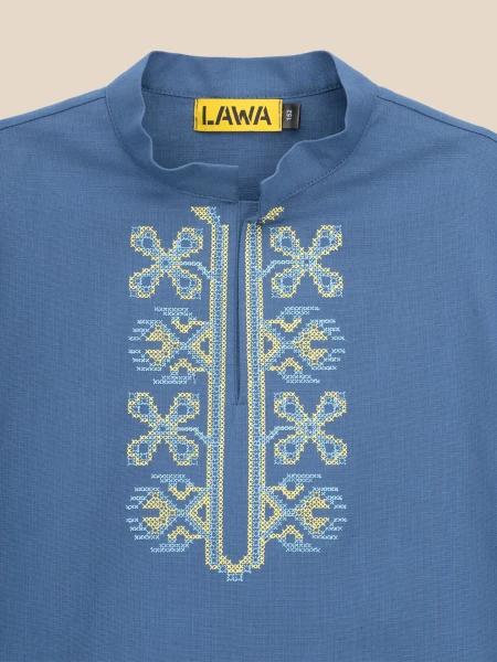 Купити Сорочка вишиванка для хлопчика LAWA E-BB02303 158 см Синій Артикул: 2000999595424 Фото №7