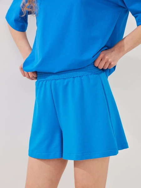 Купить Шорты трикотажные однотонные женские LAWA WBC02410 XL Синий Артикул: 2000999613814 Фото №1