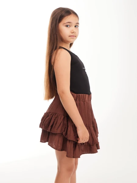 Купить Юбка однотонная для девочки Aura Style 5004-2 134 см Коричневый Артикул: 2000999546686 Фото №3