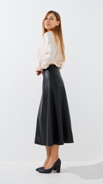 Купити Спідниця з екошкіри однотонна жіноча GENUA G011229-0009 S Чорний Артикул: 2000999385902 Фото №3
