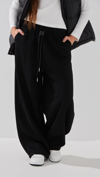 Купить Спортивные штаны Baggy однотонные женские K.K 601 M Черный Артикул: 2000991054288 Фото №2