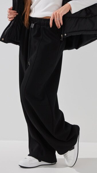 Купити Спортивні штани Baggy однотонні жіночі K.K 601 S Чорний Артикул: 2000991054271 Фото №4
