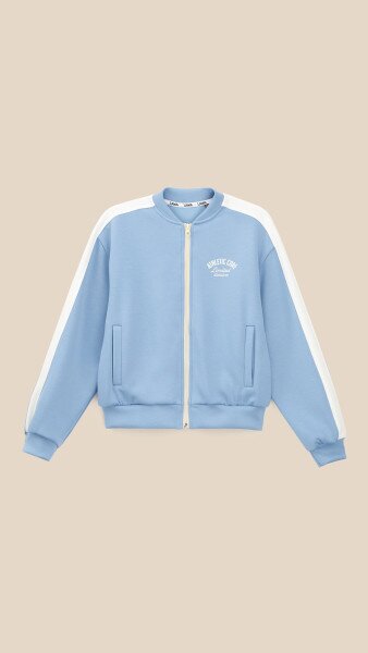 Купити Спортивний костюм бомбер+штани для дівчинки LAWA P-GB02345 140 см Блакитно-молочний Артикул: 2000999542565 Фото №10