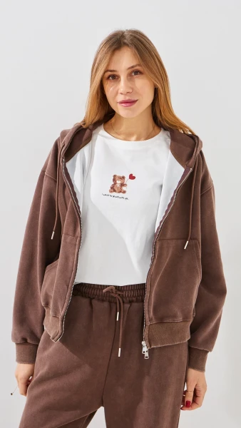 Купить Спортивный костюм палаццо однотонный женский GENUA 6656 2XL Коричневый Артикул: 2000999407192 Фото №3