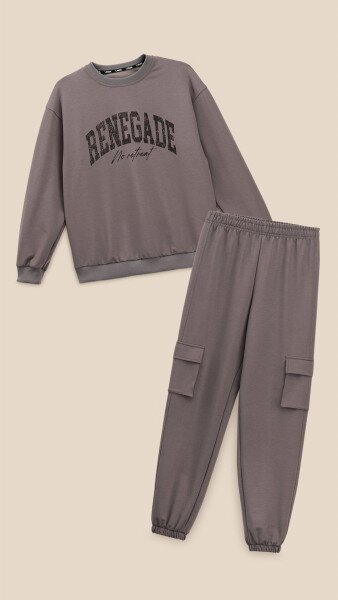 Купить Спортивный костюм свитшот+штаны для мальчика LAWA P-BB02338 146 см Коричневый-графитовый Артикул: 2000999531286 Фото №7