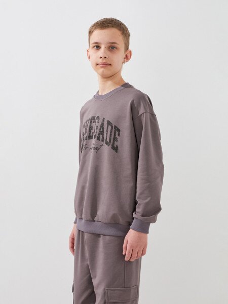 Купить Спортивный костюм свитшот+штаны для мальчика LAWA P-BB02338 146 см Коричневый-графитовый Артикул: 2000999531286 Фото №3