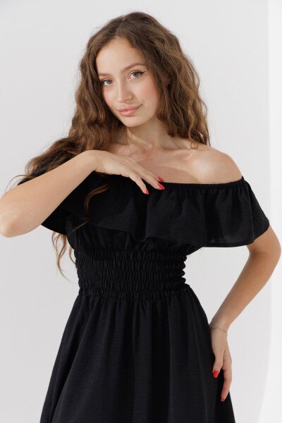 Купить Платье однотонное женское 2424 XS Черный Артикул: 2000990649805 Фото №2