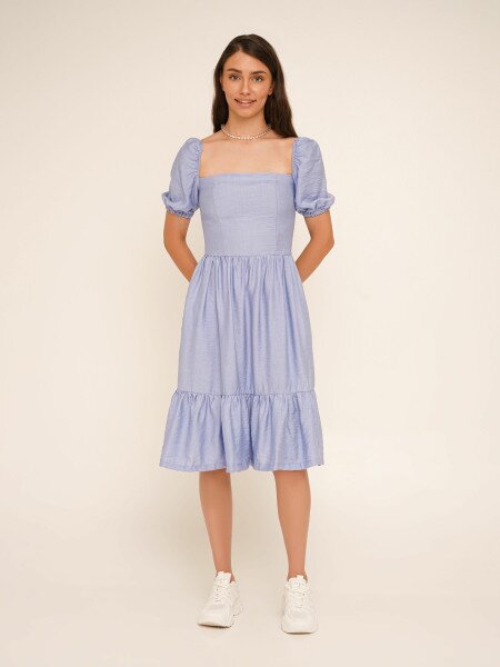 Купити Сукня однотонна жіноча LAWA WTC02382 XS Блакитний Артикул: 2000990648730 Фото №5