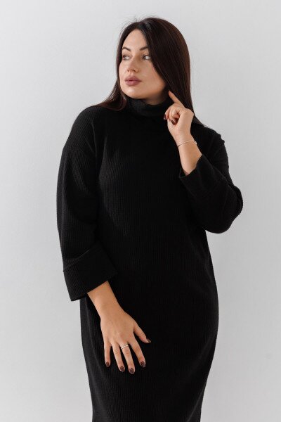Купити Сукня однотонна жіноча On me 2434 2XL Чорний Артикул: 2000990801593 Фото №3