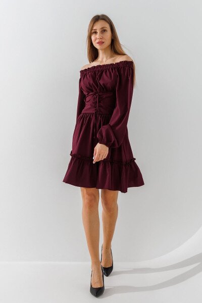 Купить Платье однотонное женское On me 2505 S Бордовый Артикул: 2000990925244 Фото №1