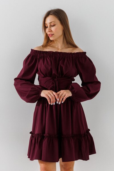 Купить Платье однотонное женское On me 2505 S Бордовый Артикул: 2000990925244 Фото №3