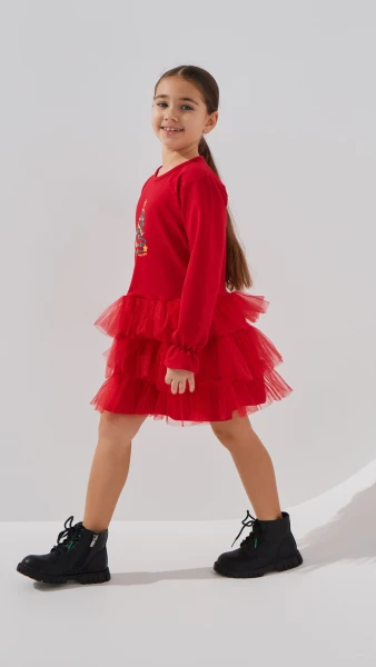Купить Платье праздничное с принтом для девочки Aura Style 1083 122 см Красный Артикул: 2000999330964 Фото №5