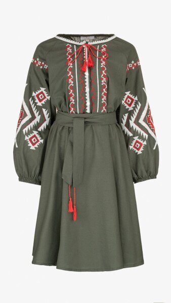 Купити Сукня вишиванка жіноча Es-Q 5639 L Хакі Артикул: 2000999204302 Фото №9