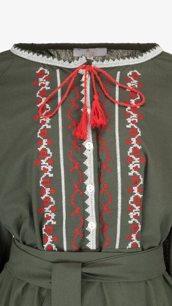 Купити Сукня вишиванка жіноча Es-Q 5639 L Хакі Артикул: 2000999204302 Фото №10