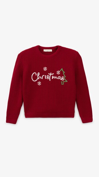 Купити Светр з принтом для дівчинки Erceylan LN25104 Christmas 116 см Червоний Артикул: 2000999324376 Фото №6