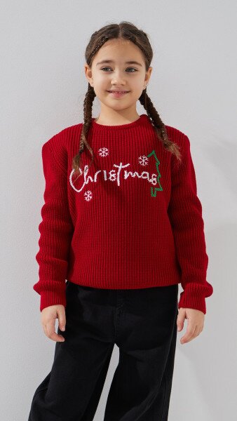 Купити Светр з принтом для дівчинки Erceylan LN25104 Christmas 116 см Червоний Артикул: 2000999324376 Фото №3