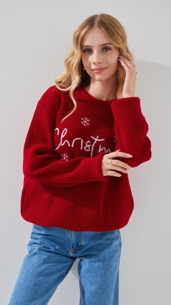 Купить Свитер с принтом для девочки Erceylan LN25204 Christmas 152 см Красный Артикул: 2000999324536 Фото №3