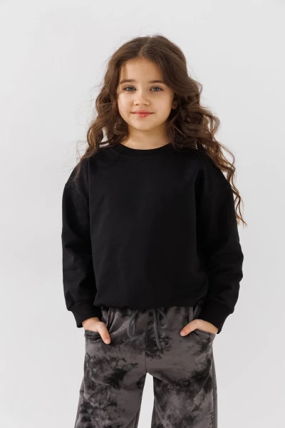 Світшот однотонний унісекс First Kids 0069 116 см Чорний  Фото №5