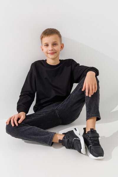 Купити Світшот однотонний унісекс First Kids 0070 146 см Чорний Артикул: 2000990952691 Фото №5
