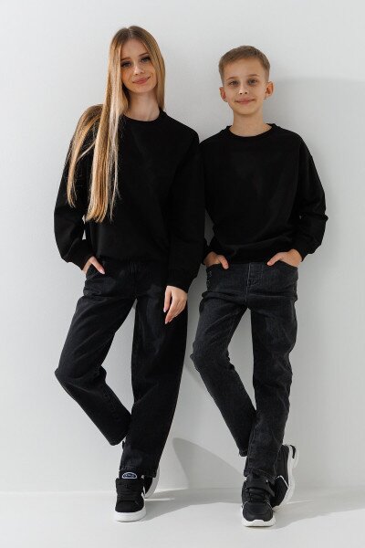 Купити Світшот однотонний унісекс First Kids 0070 146 см Чорний Артикул: 2000990952691 Фото №1