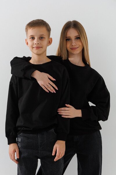 Купити Світшот однотонний унісекс First Kids 0070 146 см Чорний Артикул: 2000990952691 Фото №2