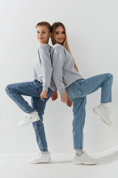 Світшот однотонний для хлопчика First Kids 0070 158 см Світло-сірий  Фото №0