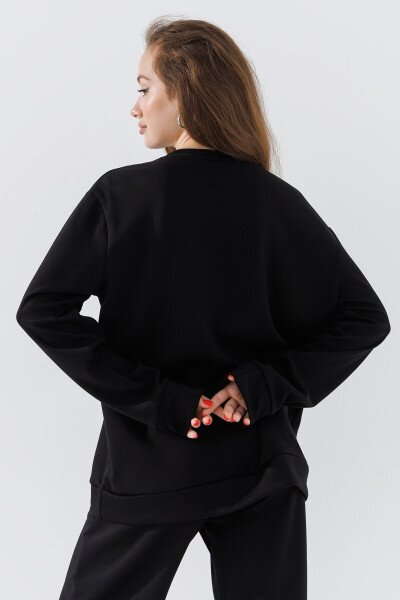 Купить Свитшот однотонный женский 242124-K XL Черный (2000990661975D) Артикул: 2000990661975 Фото №4