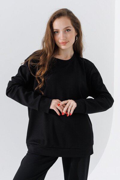 Купить Свитшот однотонный женский 242124-K XL Черный (2000990661975D) Артикул: 2000990661975 Фото №1