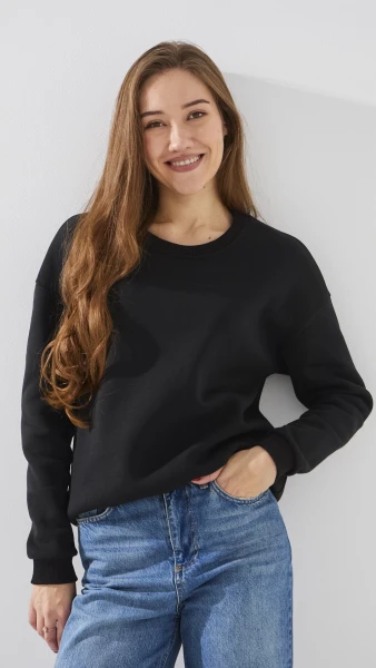 Купить Свитшот однотонный женский LAWA WBC02433 5XL Черный Артикул: 2888000021403 Фото №3