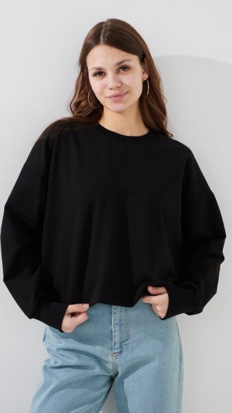 Купить Свитшот однотонный женский LAWA WTC02474 XS Черный Артикул: 2000999427633 Фото №1
