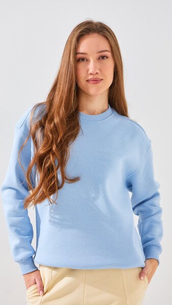 Купить Свитшот однотонный женский On me Onme-106 XS Голубой Артикул: 2000999330902 Фото №1