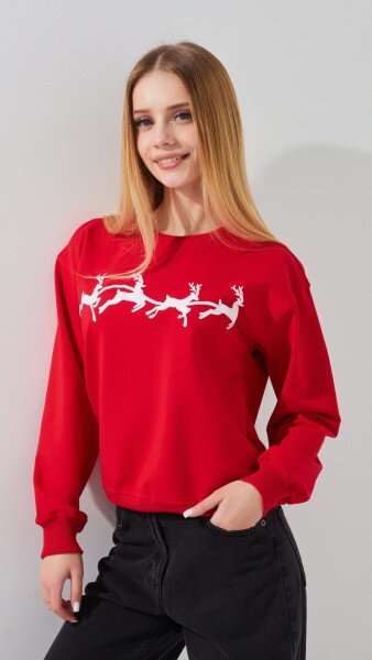 Купити Світшот з принтом для дівчинки Aura Style 1089 146 см Червоний Артикул: 2000999331343 Фото №3