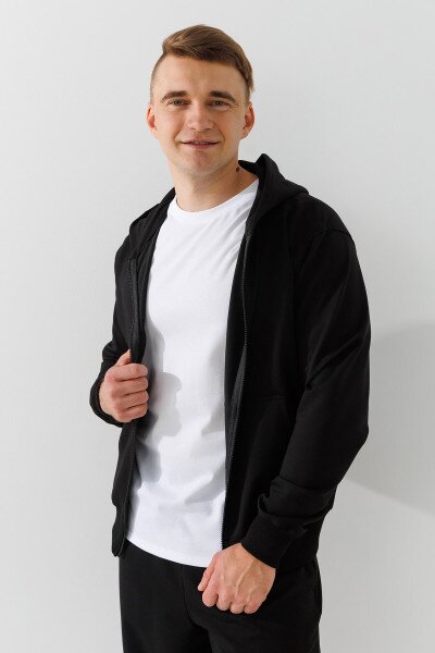 Купить Толстовка однотонная мужская LAWA MBC02319 S Черный Артикул: 2000991018969 Фото №2