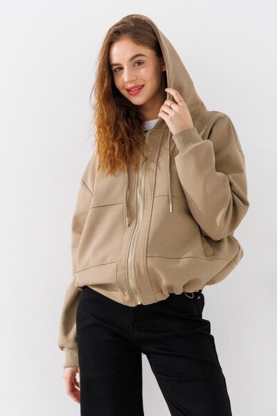Купить Толстовка однотонная женская 24-103 4XL Оливковый Артикул: 2000990652591 Фото №3