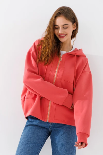 Купить Толстовка однотонная женская 24-103 3XL Терракотовый Артикул: 2000990652652 Фото №1