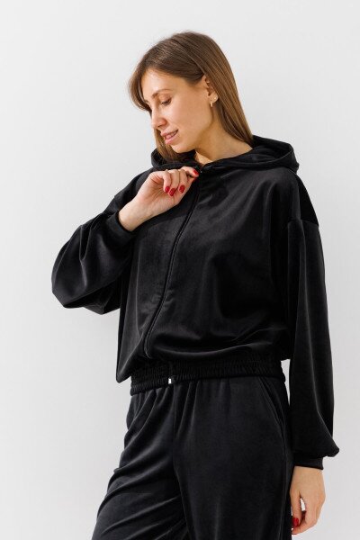 Купити Толстовка однотонна жіноча LAWA K-WBC02303 XS Чорний Артикул: 2000990970015 Фото №1