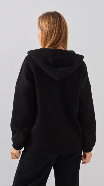Купити Толстовка однотонна жіноча On me 128 4XL Чорний Артикул: 2000999287800 Фото №4